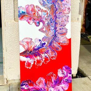 Resin Abstract split background wall art. A vibrant 24" X 48" X 1.75 XXLpainting